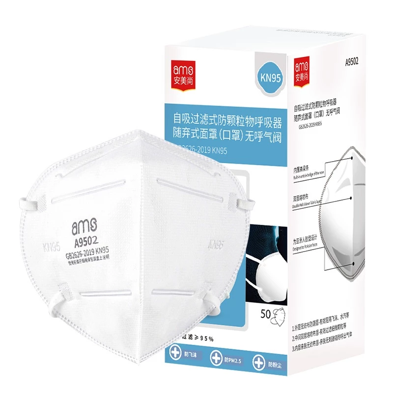 Khẩu Trang KN95 5 lớp, Màu Trắng, hiệu: AMS, Model: A9502, Hộp 50 chiếc