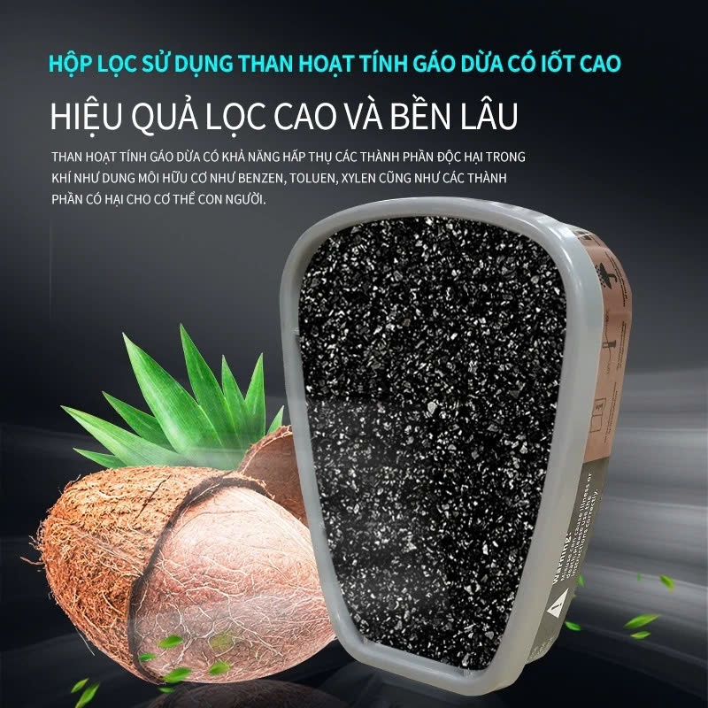 ตลับกรองสารพิษ A8510 (คู่ 2 ชิ้น แบรนด์ AMS สำหรับไอระเหยอินทรีย์ เช่น สี น้ำมันเชื้อเพลิง อะซีโตน ได้มาตรฐาน CE 2834, EN14387:2021 และ GB2890-2022 สำหรับหน้ากากชนิดคู่)