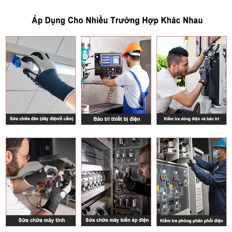 Găng tay Ams cách điện thợ điện, Găng tay cách nhiệt màn hình cảm ứng Nitrile siêu mỏng, Điện áp chịu được bền bỉ 400V 8mA Model: AMS502