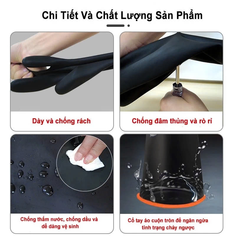Bao tay chống hóa chất axit kiềm A5392 dài 45cm
