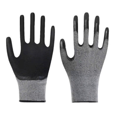 Găng tay Ams Nilon Poly móng vuốt phủ Nitrile xám đen hiệu: AMS, model: A298 chuẩn GB24541-2022 (tá12 đôi, bao tải 750 đôi)