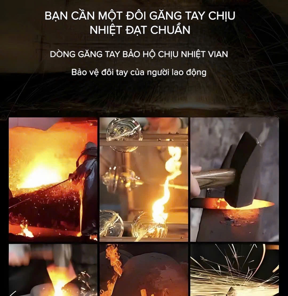 Găng tay chịu nhiệt Vian 350 độ màu bạc V-35036