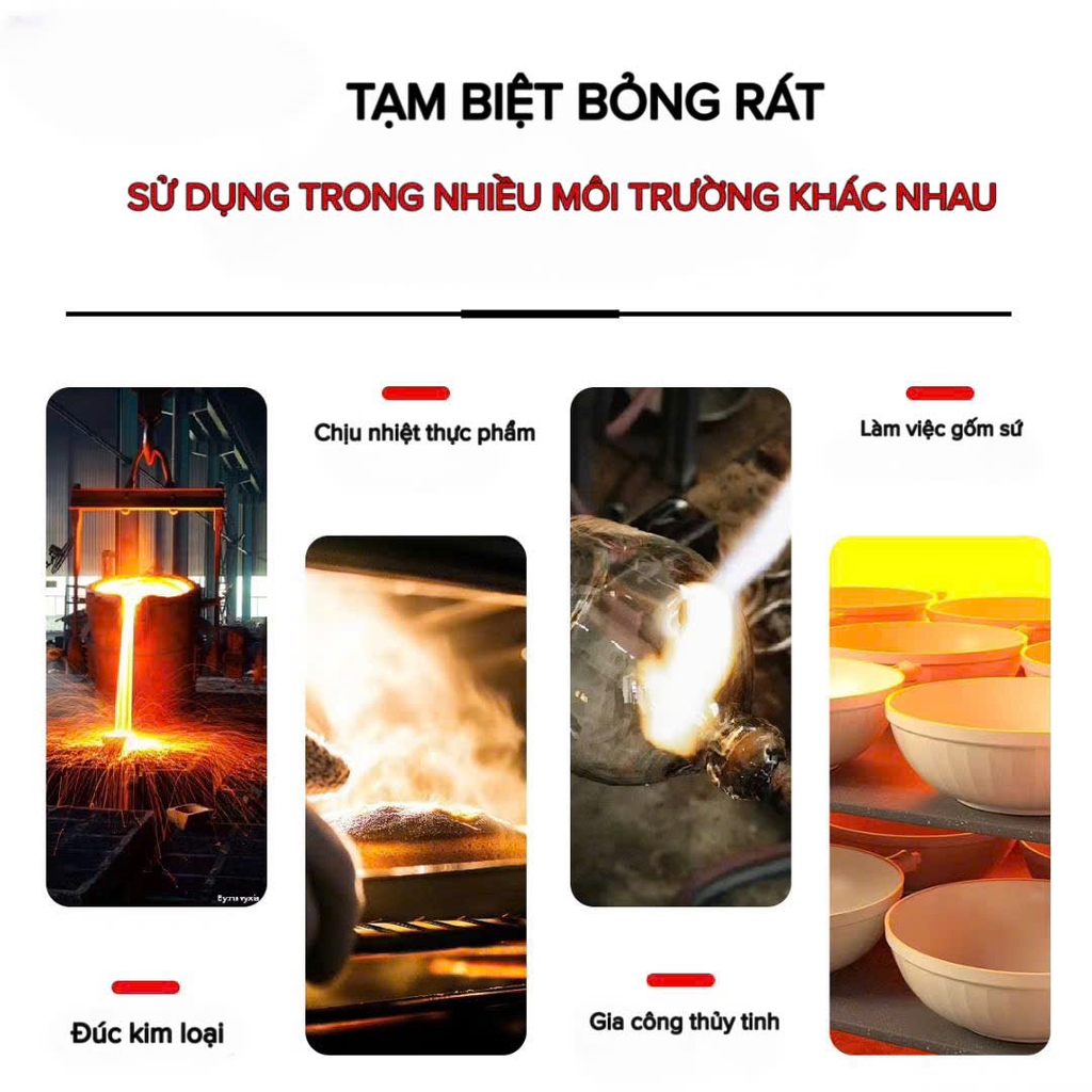 Găng tay chịu nhiệt Vian 250 độ màu xám tro lông chuột V-25032
