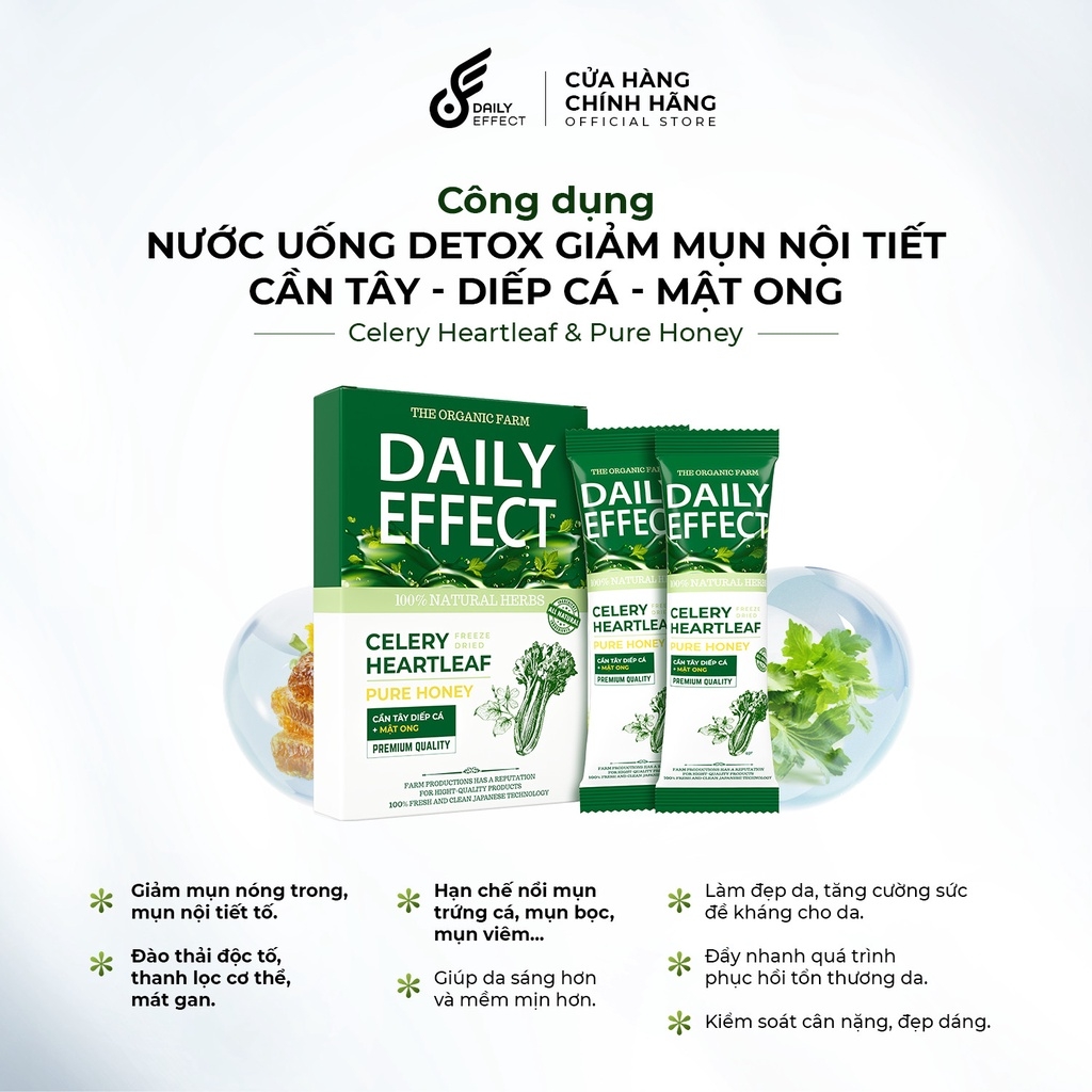 Bột Cần Tây, Diếp Cá, Mật Ong Daily Effect Nước Uống Giảm Mụn