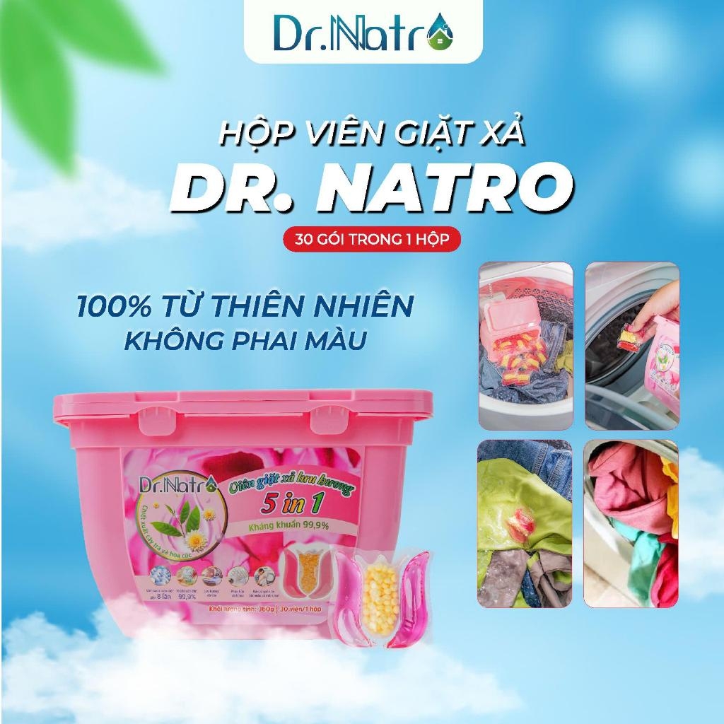 Viên giặt xả lưu hương 5in1  DR NATRO Hoa Sen Hồng hộp 30 gói 15g