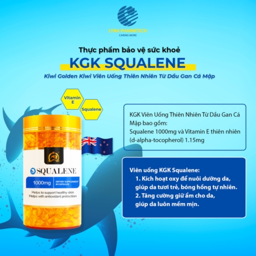 Thực phẩm bảo vệ sức khỏe KIWI GOLDEN KIWI Squalene 1000mg Soft Gel Capsule (Hộp 90 viên)