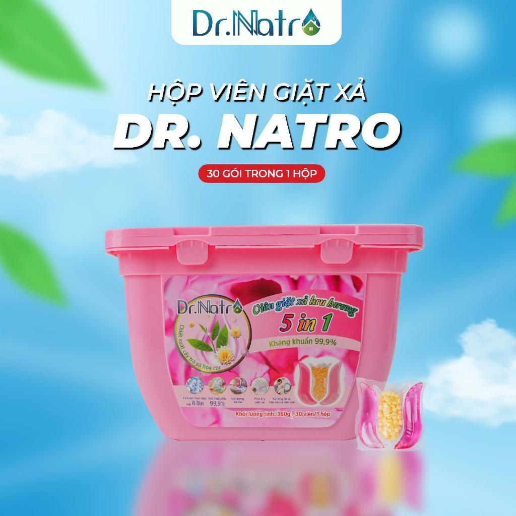 Viên giặt xả lưu hương 5in1  DR NATRO Hoa Sen Hồng hộp 30 gói 15g
