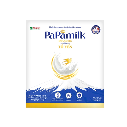 Thực phẩm bổ sung Papamilk Diasure chứa tổ yến - Hộp 7 gói (gói 32g)