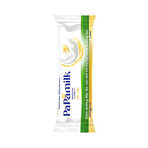 Sản phẩm dinh dưỡng công thức với mục đích ăn bổ sung Papamilk Height & Gain chứa tổ yến dành cho trẻ từ 1-19 tuổi (Hộp 14 gói)