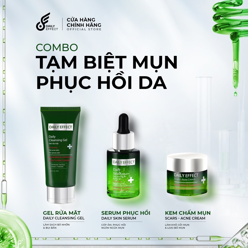 Combo 3sp Tạm Biệt Mụn và Dưỡng Phục Hồi Da Căng Mịn Khỏe Mạnh DAILY EFFECT Nutriway