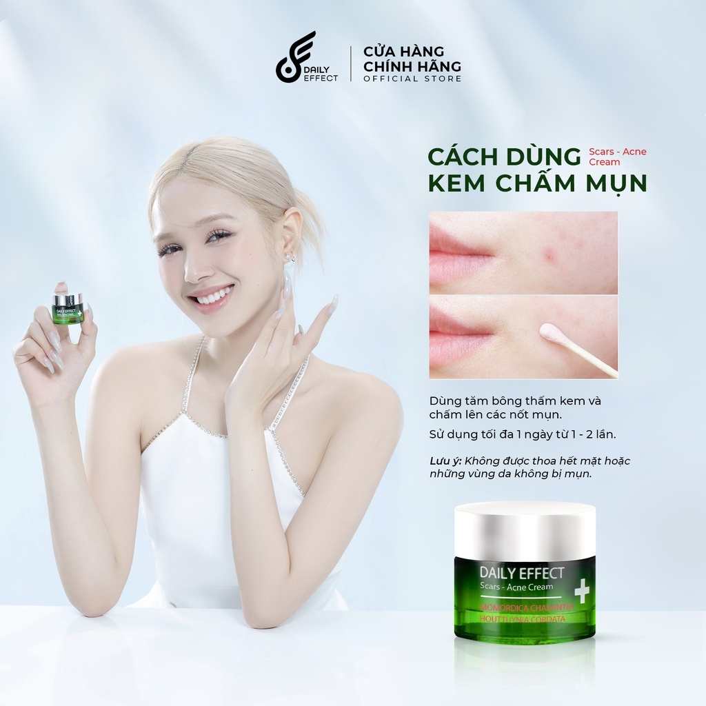 Kem Chấm Mụn DAILY EFFECT Khổ Qua Rừng & Rau Diếp Cá - DAILY ACNE CREAM 10g Nutriway