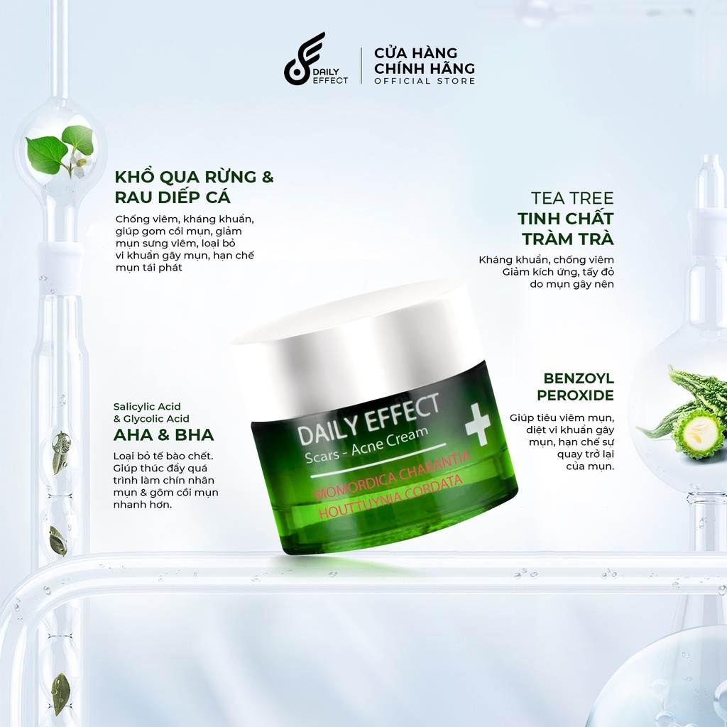 Kem Chấm Mụn DAILY EFFECT Khổ Qua Rừng & Rau Diếp Cá - DAILY ACNE CREAM 10g Nutriway