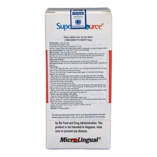 Thực phẩm bảo vệ sức khỏe CHILDREN'S IRON 5mg