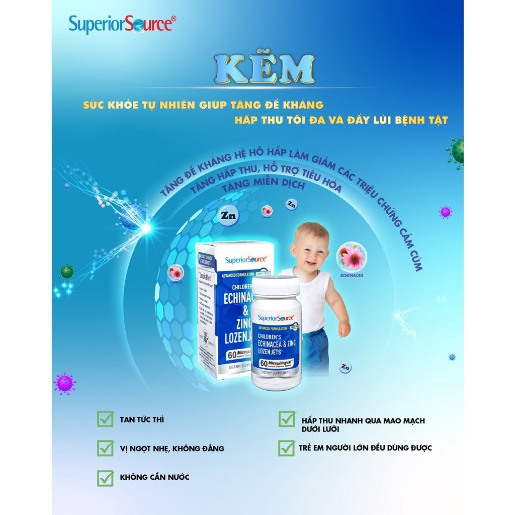 Thực phẩm bảo vệ sức khỏe: Children’s Echinacea & Zinc Lozenjets
