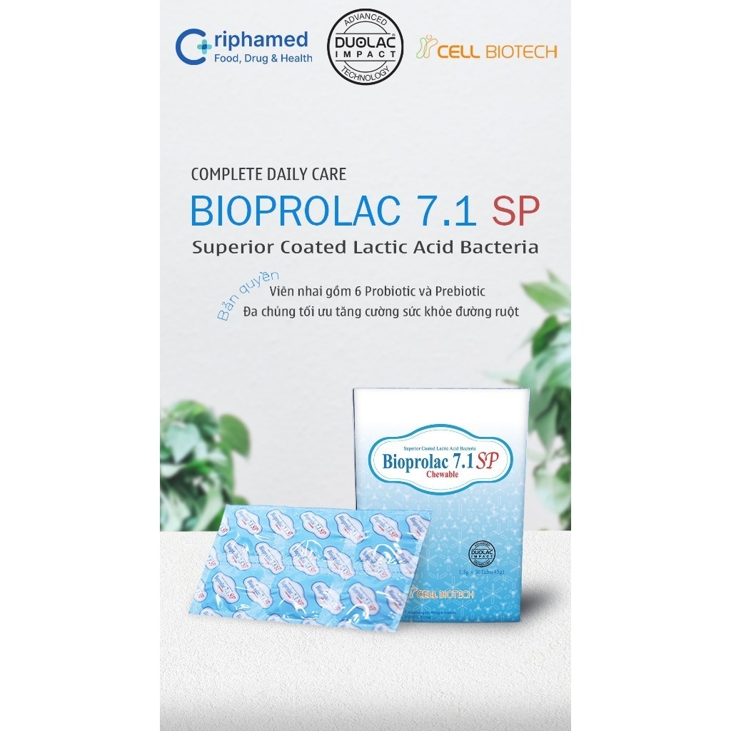 Thực phẩm bảo vệ sức khỏe: Bioprolac chewable 7.1 SP (Hộp 30 viên)