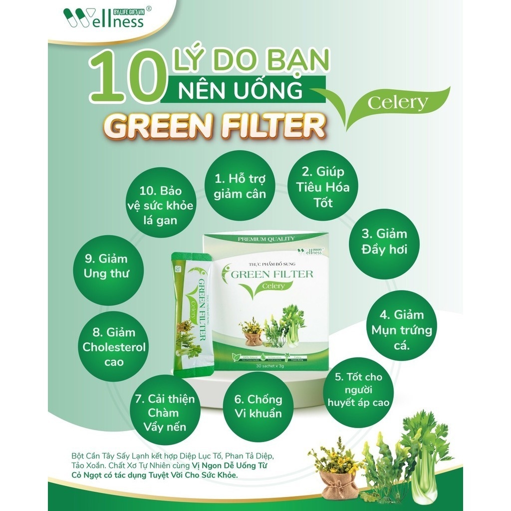 Combo 2 hộp TPBS bột Cần tây diệp lục Green Filter Celery Nutriway - Tặng 1 hộp TPBVSK Cherry Extract Vitamin c 10 gói