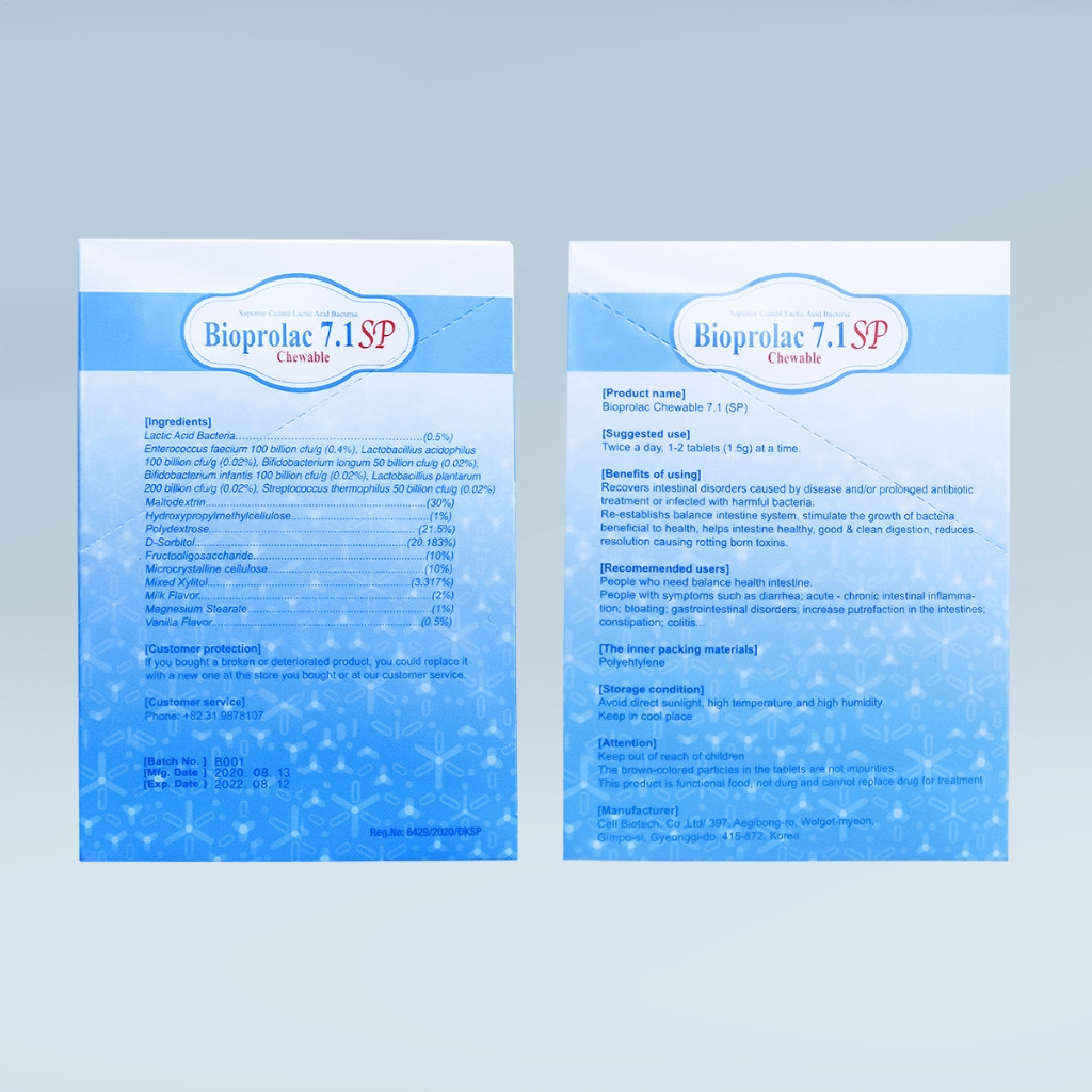 Thực phẩm bảo vệ sức khỏe: Bioprolac chewable 7.1 SP (Hộp 60 viên)