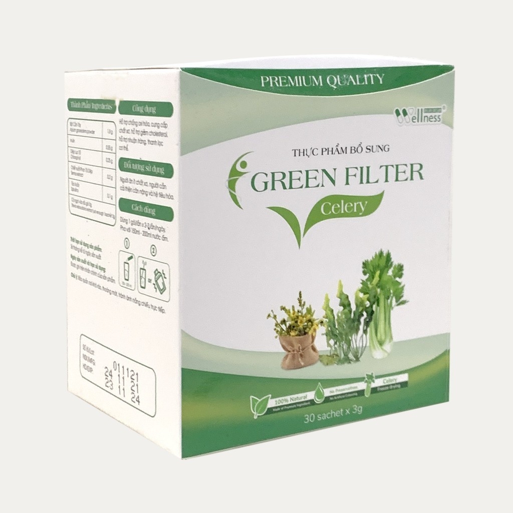 Combo 2 hộp TPBS bột Cần tây diệp lục Green Filter Celery Nutriway - Tặng 1 hộp TPBVSK Cherry Extract Vitamin c 10 gói