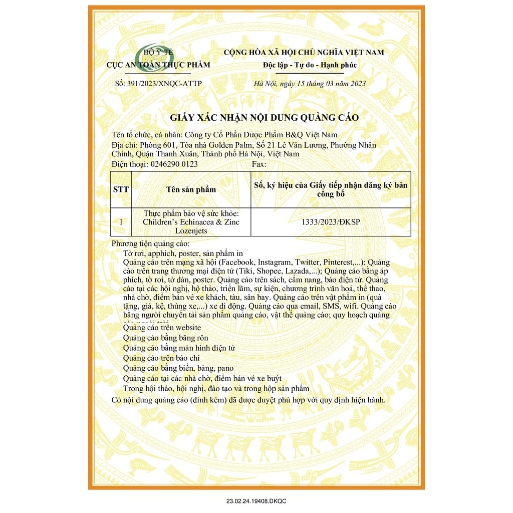 Thực phẩm bảo vệ sức khỏe: Children’s Echinacea & Zinc Lozenjets