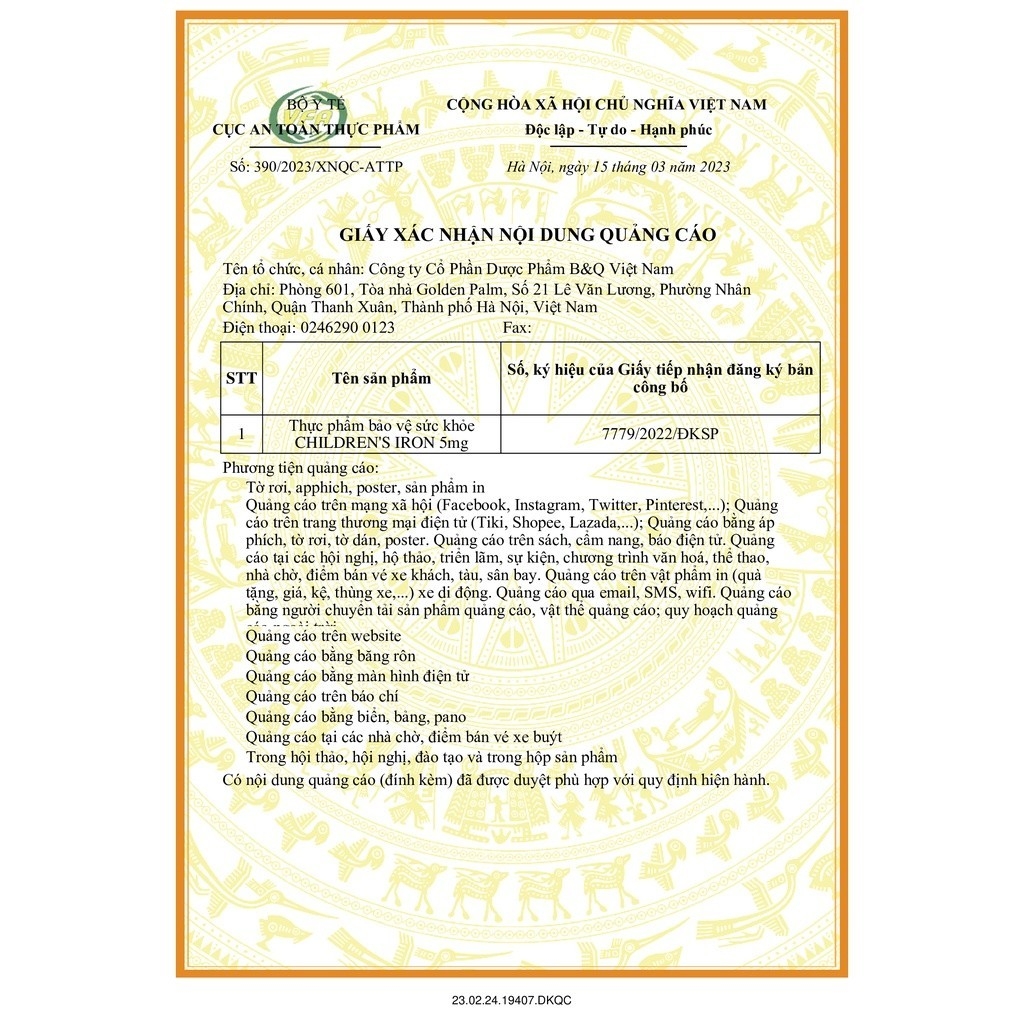 Thực phẩm bảo vệ sức khỏe CHILDREN'S IRON 5mg