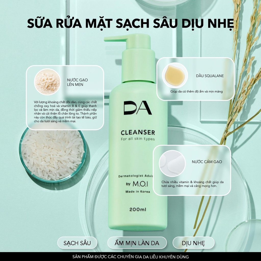 [MUA 1 TẶNG 1] Sửa rửa mặt 2 trong 1 dạng gel DA by M.O.I 200ml