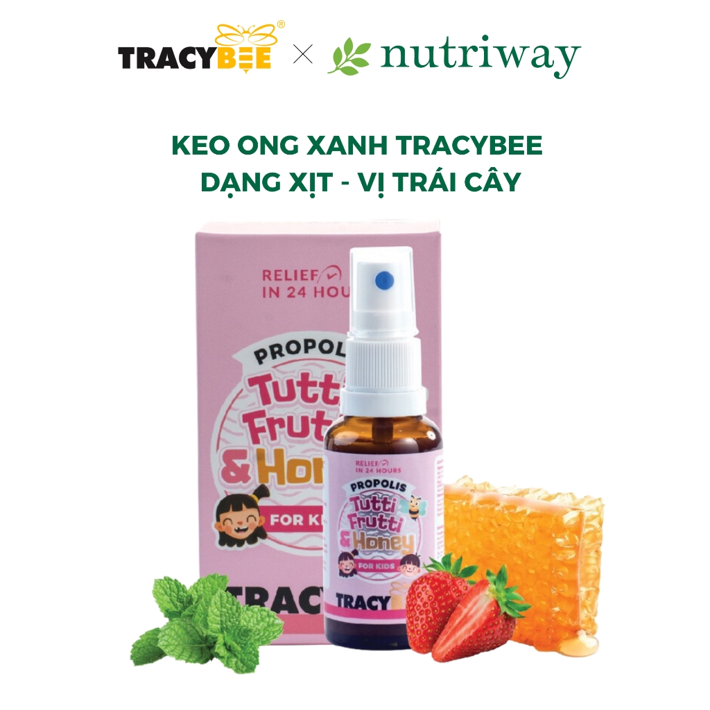 Thực phẩm bảo vệ sức khỏe: Keo ong Propolis Tutti Frutti & Honey for Kids Tracybee (vị trái cây 30ml)