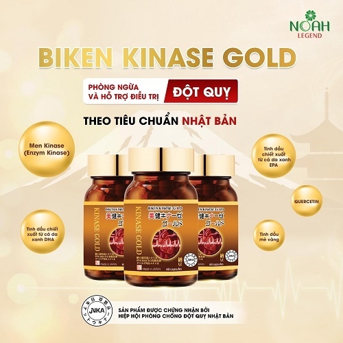 Viên uống phòng ngừa và hỗ trợ điều trị đột quỵ Nhật Bản Biken Kinase Gold 60 viên Noah Legend x Nutriway