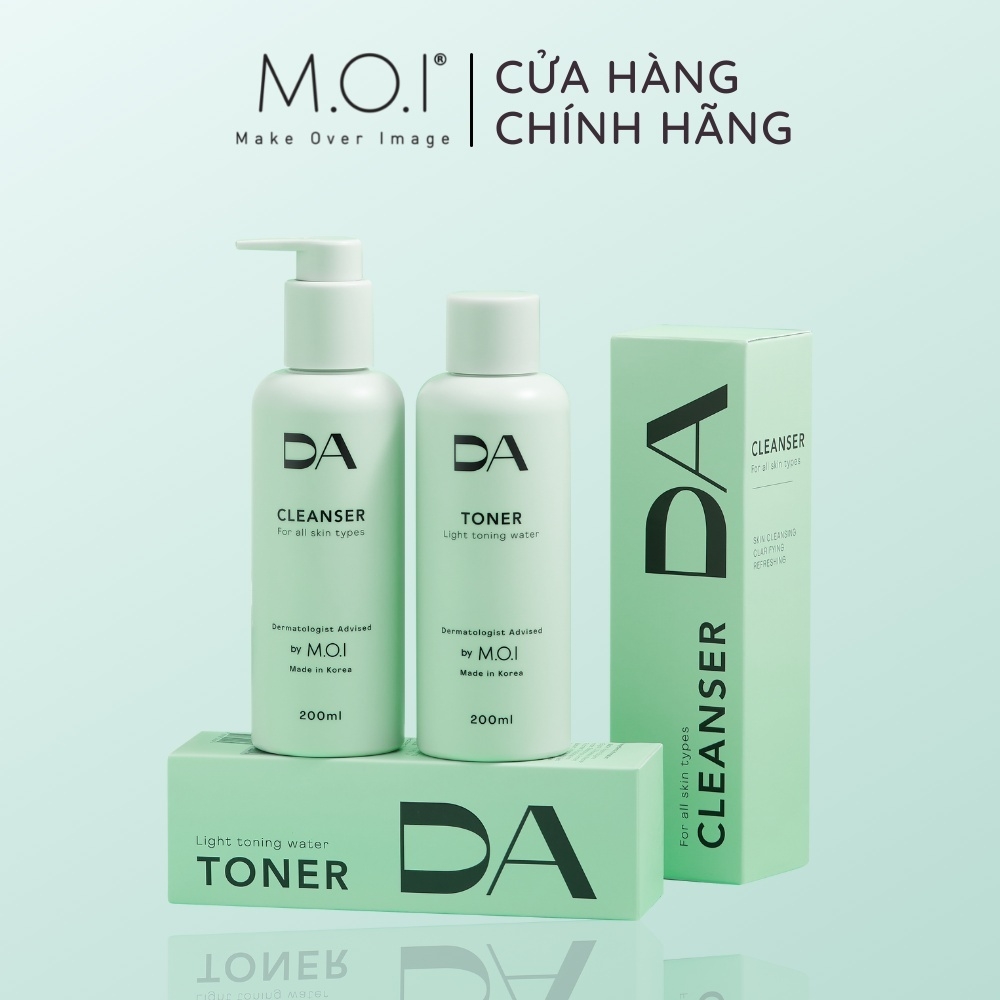 Bộ đôi chăm sóc da DA BY M.O.I Sữa rửa mặt 200ml và Nước cân bằng 200ml làm sáng, cấp ẩm sâu