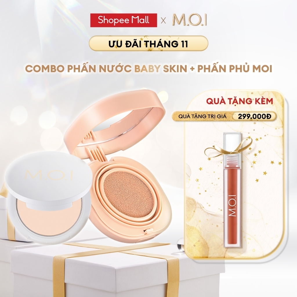 Bộ đôi M.O.I Phấn nước Baby Skin Cushion và Phấn phủ Baby Skin Powder