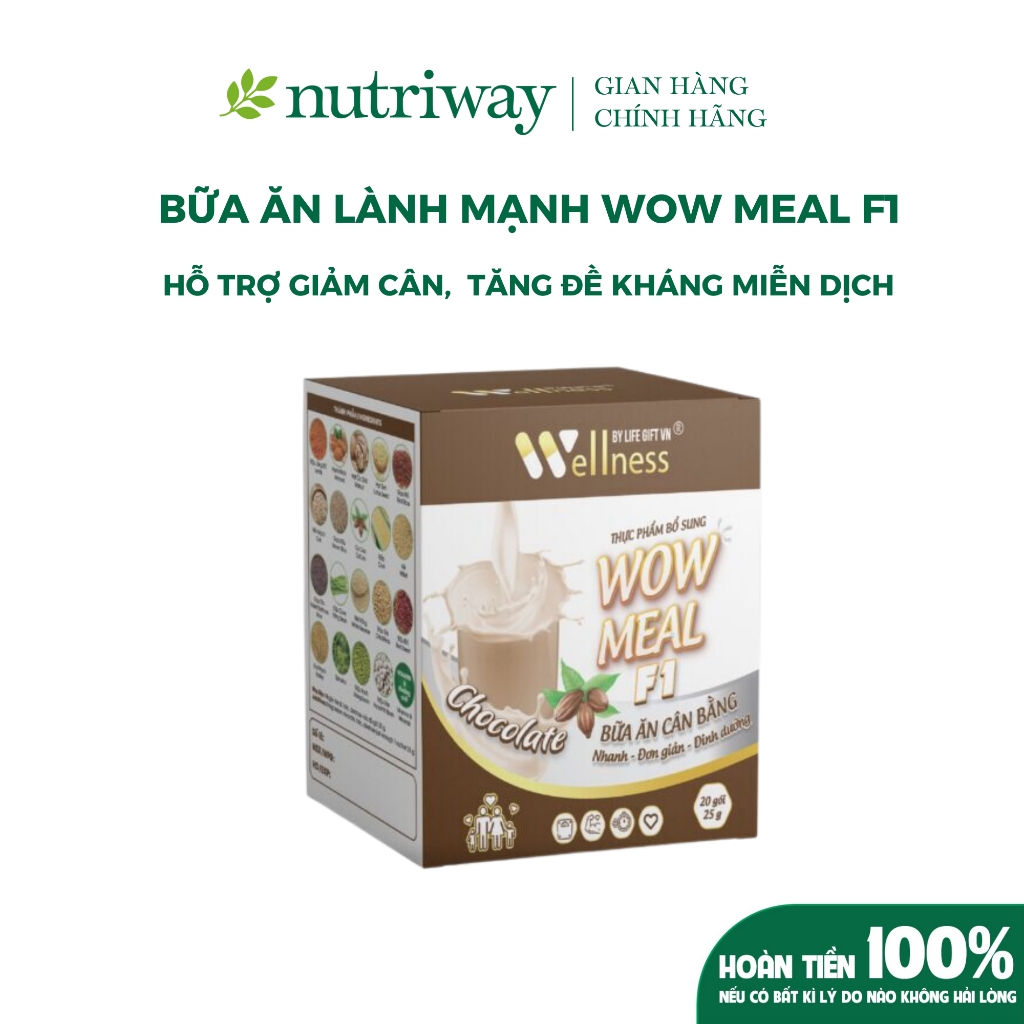 Combo Wellness Life Gift Nutriway - Bữa ăn sáng Wow Meal F1, Protein thực vật CORDYPRO Nutriway