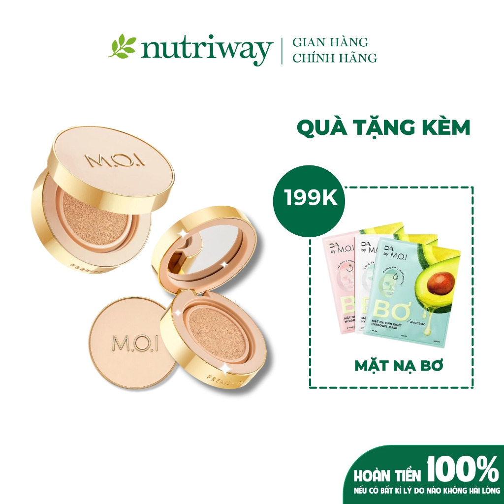 Set 2 phấn nước M.O.I Premium Baby Skin Cushion che khuyết điểm mịn màng, SPF50++++ phù hợp với sắc tố da của người Việt