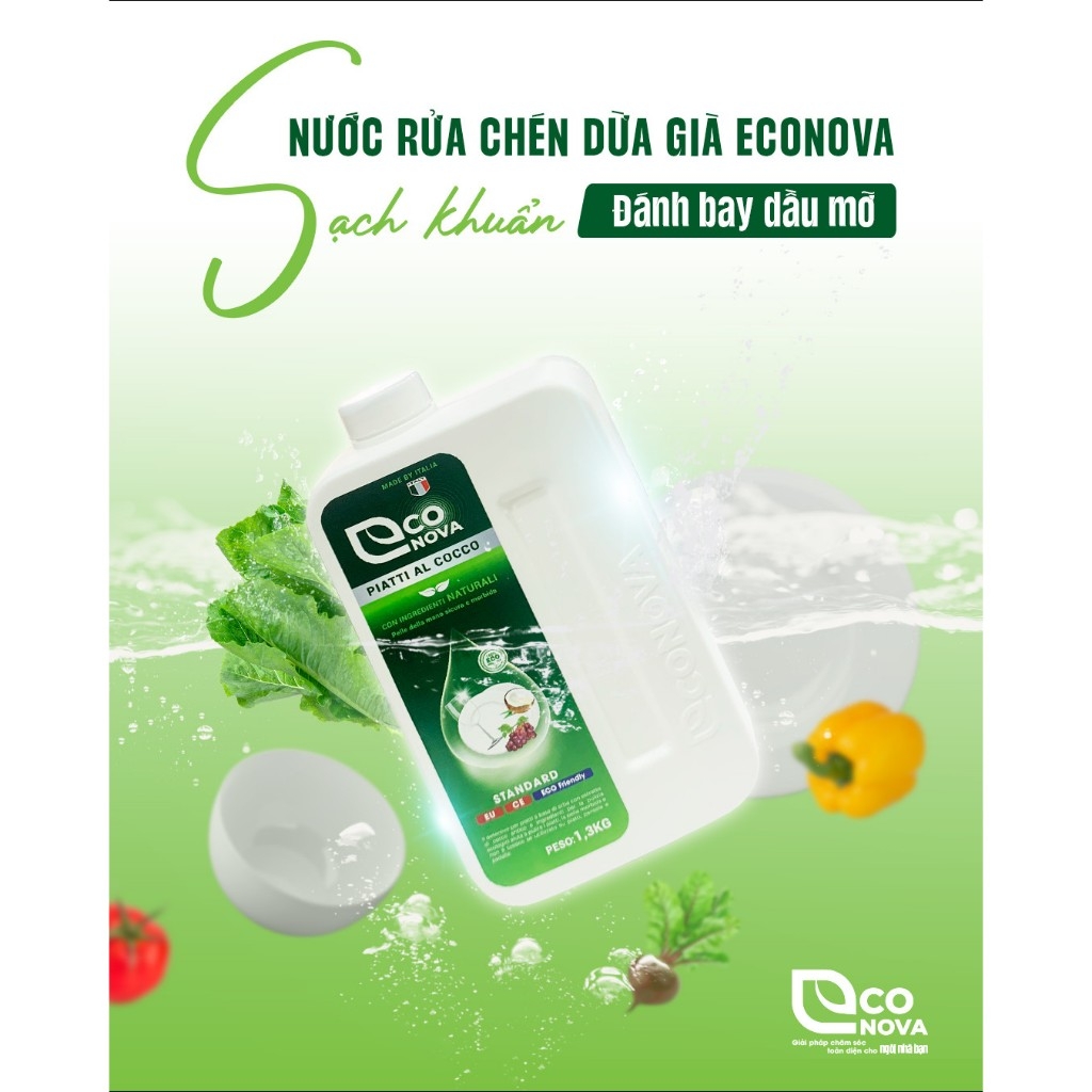 Nước rửa chén thảo mộc dừa già - Econova Piatti Al Cocco