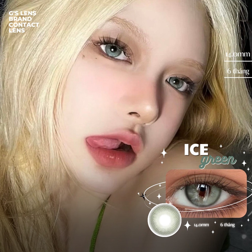 Kính áp tròng 6 tháng ICE -FROZEN GREEN màu xanh lá sáng tây không giãn tròng GTRENDY - AL Color 38