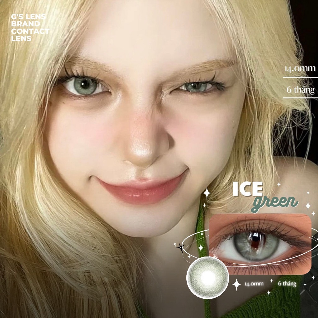 Kính áp tròng 6 tháng ICE -FROZEN GREEN màu xanh lá sáng tây không giãn tròng GTRENDY - AL Color 38