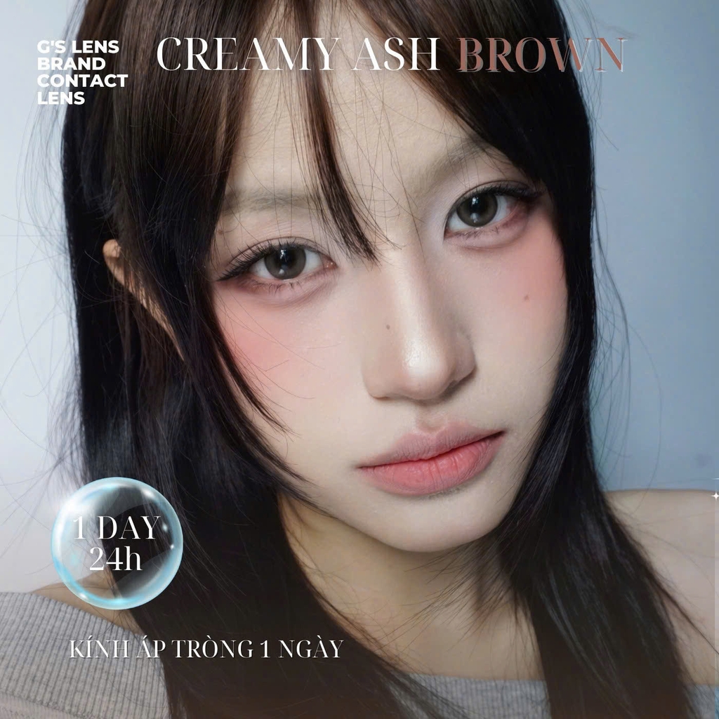 Kính áp tròng 1 ngày CREAMY ASH BROWN tự nhiên giãn tròng nhỏ GTRENDY - Reaclcon Color 50