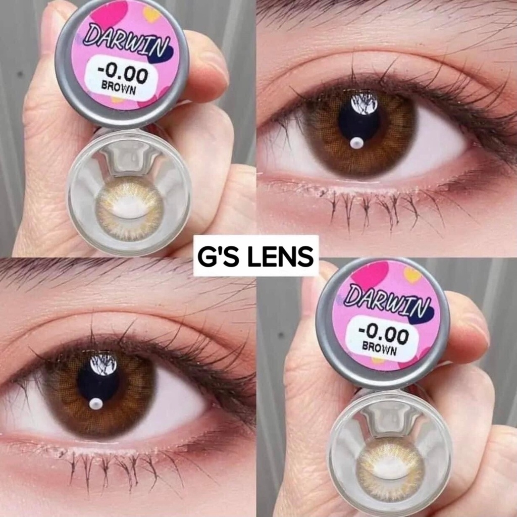 Kính Áp Tròng Lens Mắt NÂU BROWN Tự Nhiên Tây Sáng 0 Độ Cận, Dành Cho Mắt Không Cận Size Lens Giãn Ít Xs, S 14-14.2mm