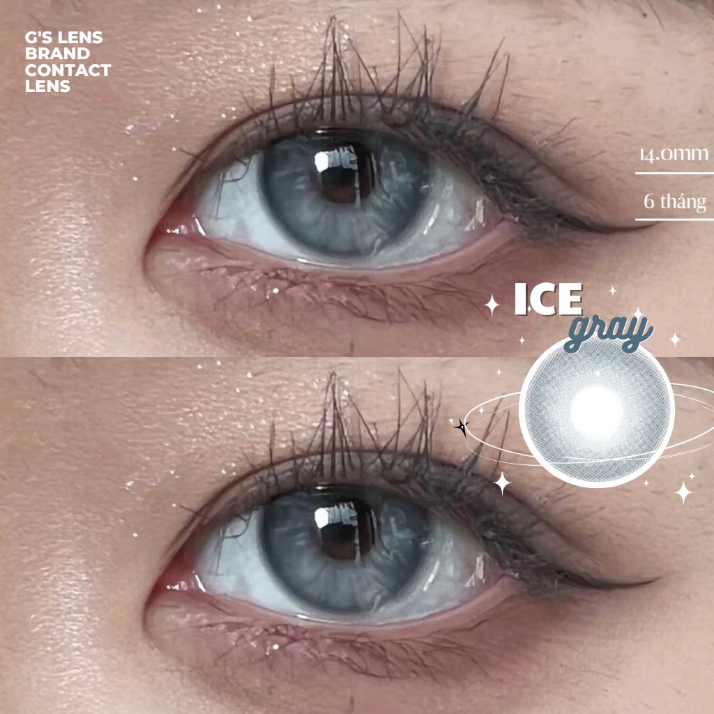 Kính áp tròng 6 tháng ICE -FROZEN BLUE màu xanh dương sáng tây không giãn tròng GTRENDY