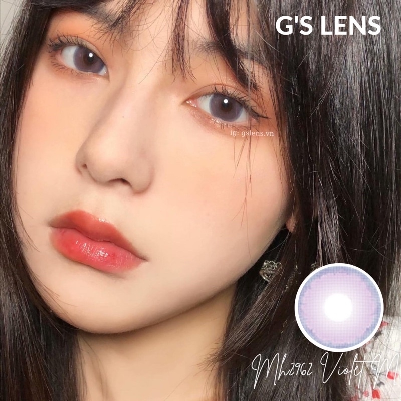 Lens Mắt Kính Áp Tròng Tím Tây Giãn Tròng Size M 14.5mm Có 0 Đến 6 Độ Cận MH2962 Violet G'S LENS