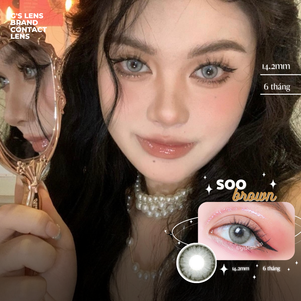 Kính áp tròng 6 tháng SOO BROWN màu nâu rêu sáng tây giãn tròng nhỏ GTRENDY - MC38
