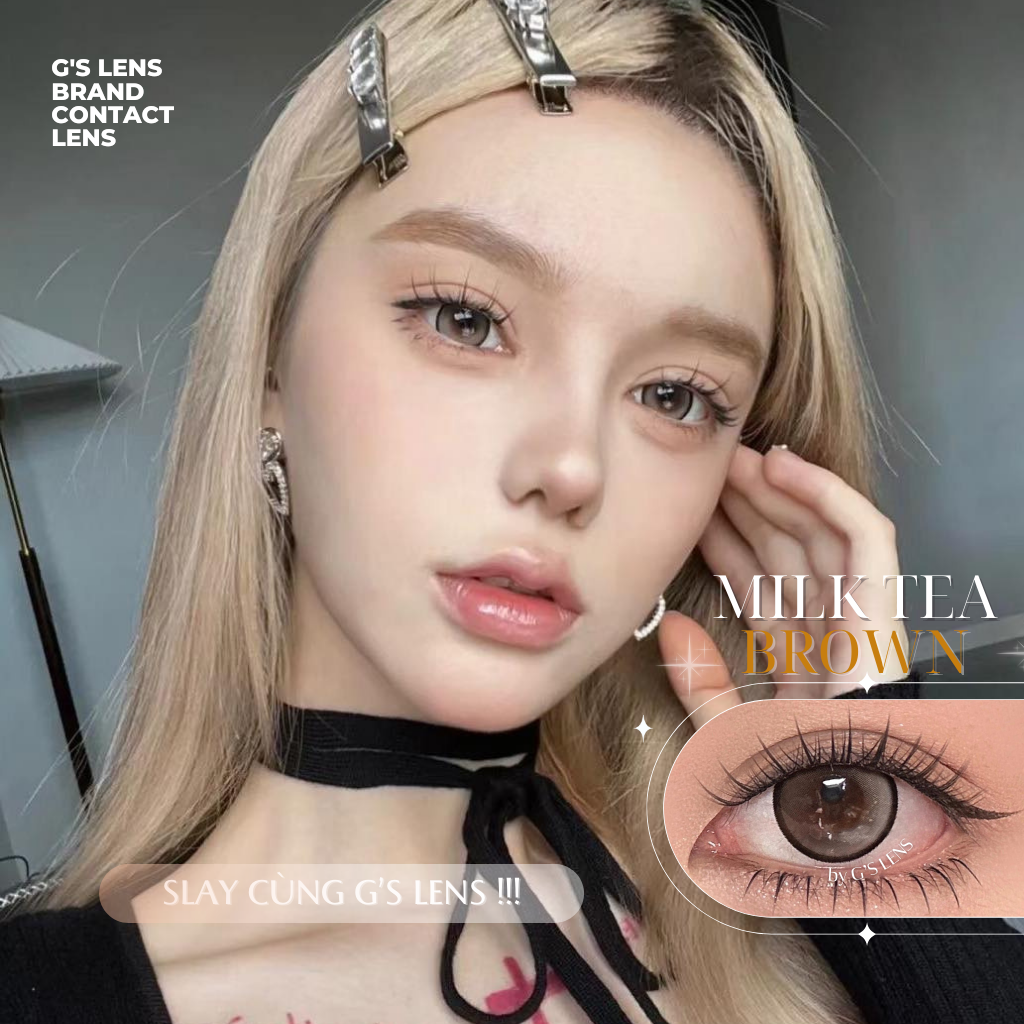 Kính áp tròng 6 tháng MILK TEA BROWN màu nâu sáng tây giãn tròng vừa GTRENDY - MC38