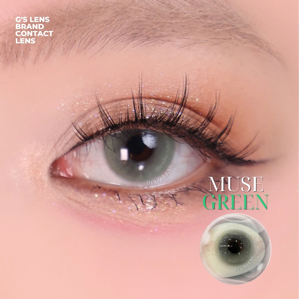 Kính áp tròng 6 tháng MUSE GREEN màu xanh lá sáng tây giãn tròng nhỏ GTRENDY