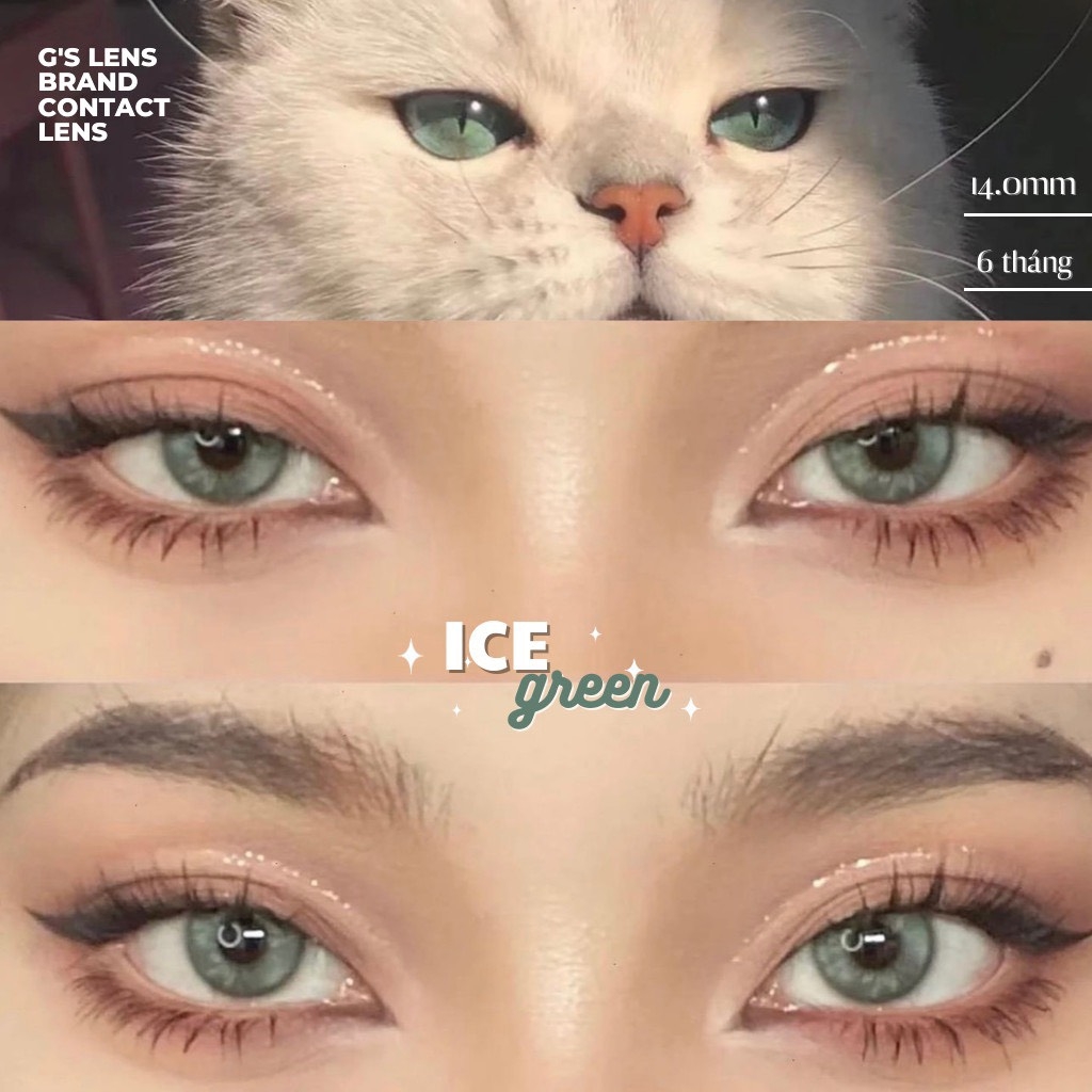 Kính áp tròng 6 tháng ICE -FROZEN GREEN màu xanh lá sáng tây không giãn tròng GTRENDY - AL Color 38