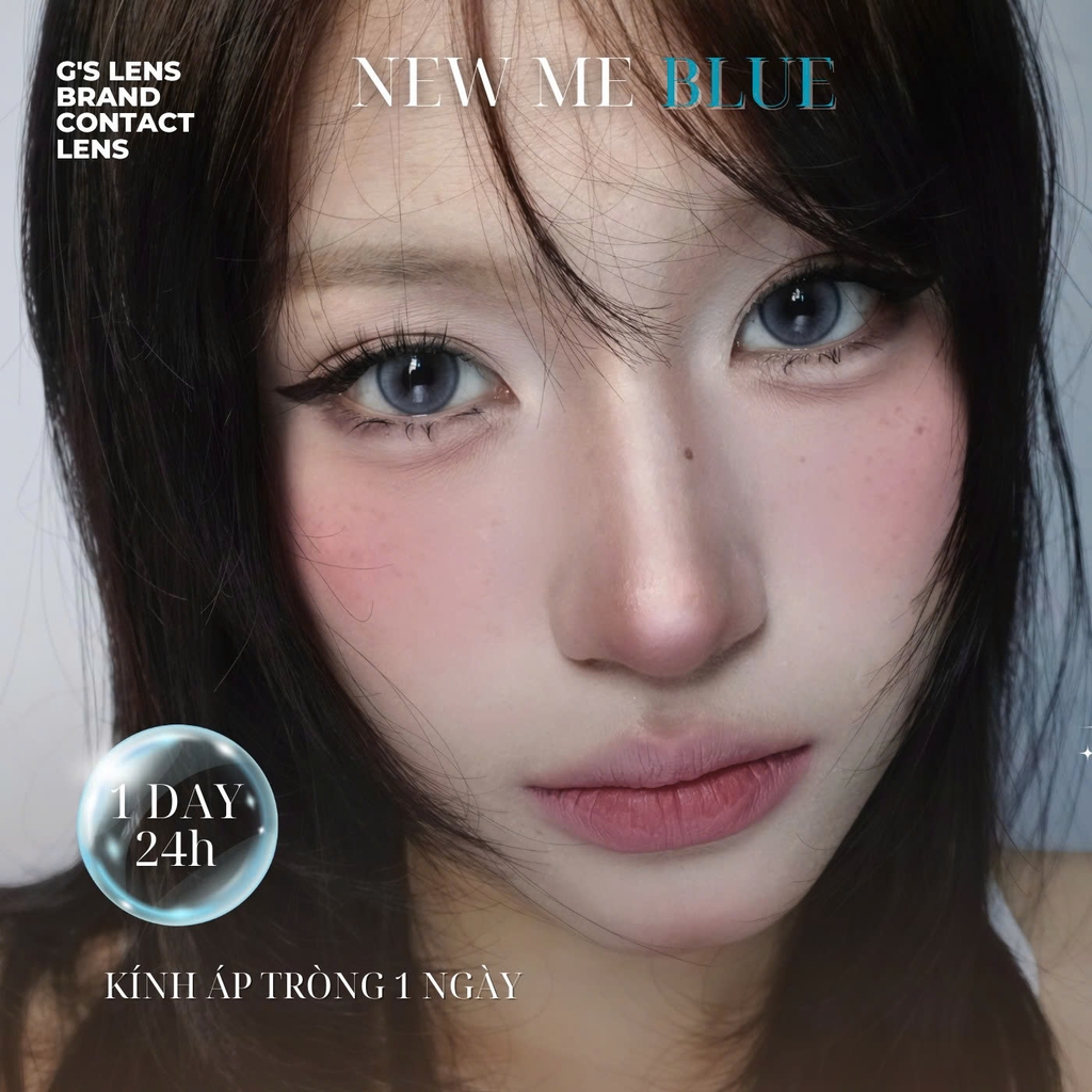 Kính áp tròng 1 ngày NEW ME BLUE màu xanh dương sáng tây giãn tròng nhỏ GTRENDY