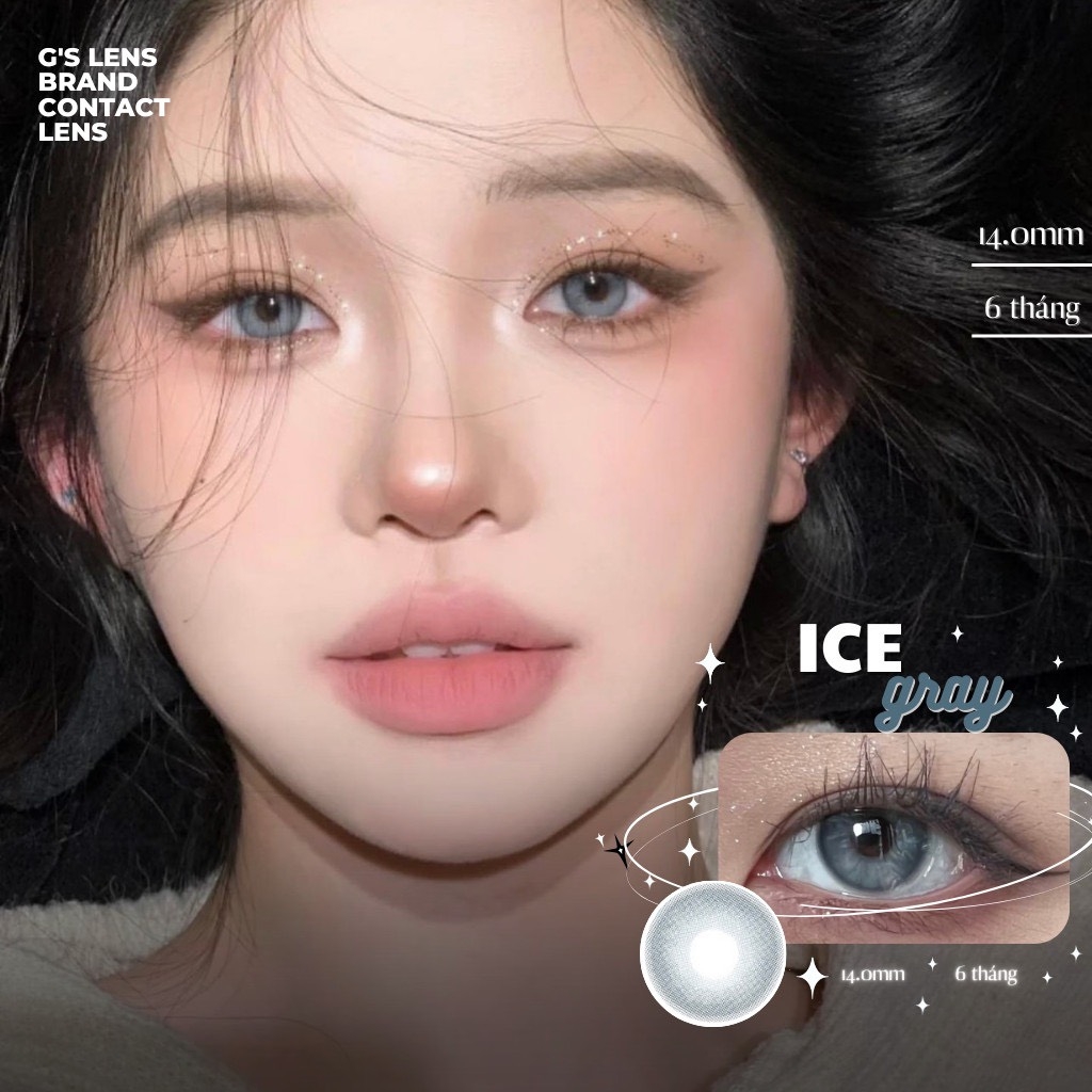 Kính áp tròng 6 tháng ICE -FROZEN BLUE màu xanh dương sáng tây không giãn tròng GTRENDY