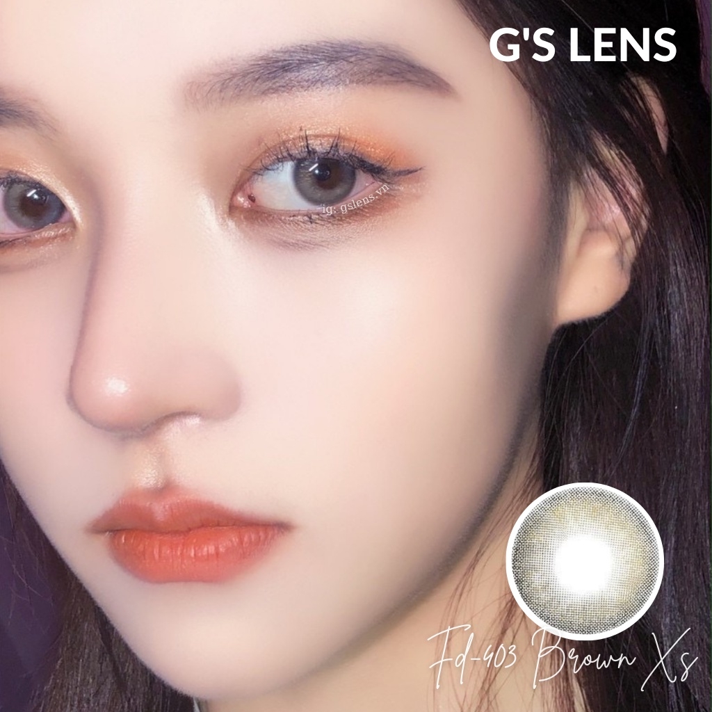 Lens Mắt Kính Áp Tròng Nâu Xám Ánh Kim Không Giãn Size Xs 14mm Có 0 Đến 6 Độ Cận Lệch Độ Fd403 Brown Xs