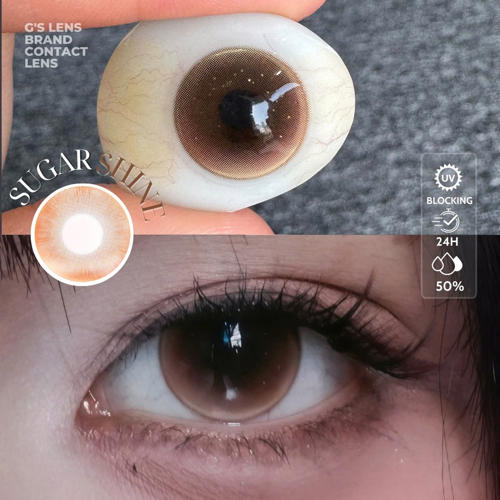 Kính áp tròng 1 ngày SUGAR SHINE BROWN màu nâu sáng tây giãn tròng nhỏ GTRENDY