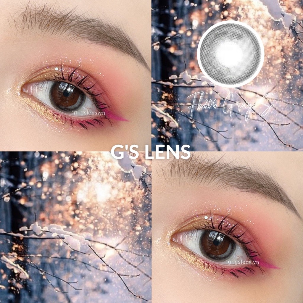 Kính Áp Tròng Xám Tự Nhiên Trăng Khuyết Moonlight Giãn Ít Size S 14.2mm Có 0 Đến 6 Độ Cận Lệch Độ Fb206 Gray