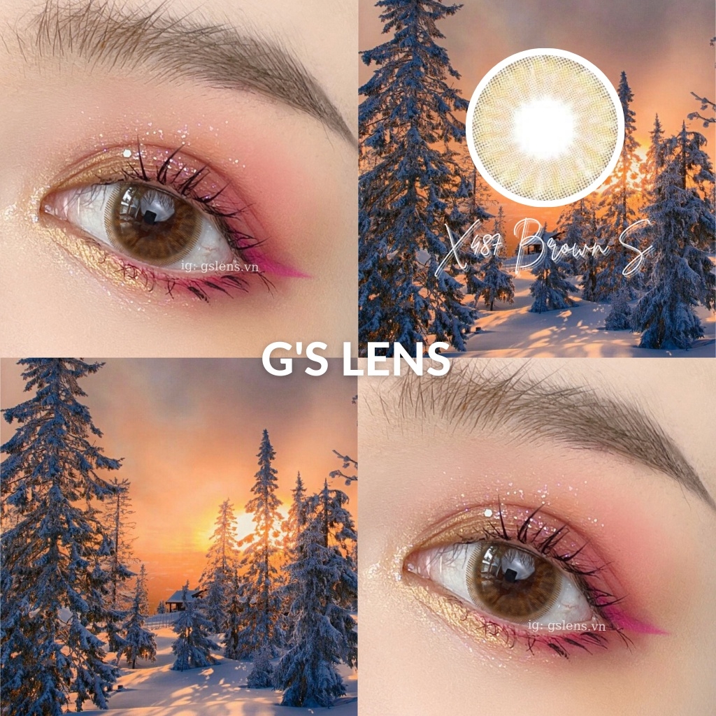 Lens Mắt Nâ+10605:10649uTây Giãn Nhẹ Size S 14.2mm (0 - 6)Độ Cận X487 Brown