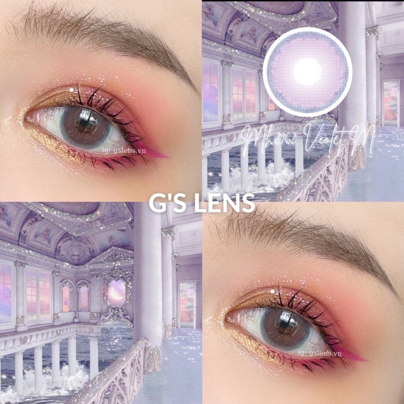 Lens Mắt Kính Áp Tròng Tím Tây Giãn Tròng Size M 14.5mm Có 0 Đến 6 Độ Cận MH2962 Violet G'S LENS