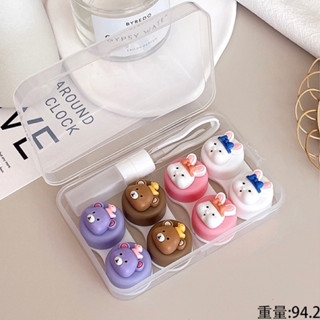 Khay 4 Cặp Gấu Thỏ Các Loại - Case Hộp Đựng Lens